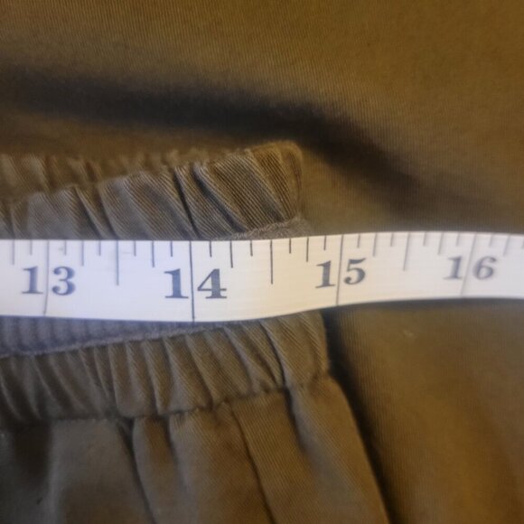 ZARA Women's Dark Olive Drawstring Waist Tapers Leg Casual Work Pant - Size M - Picture 10 of 11